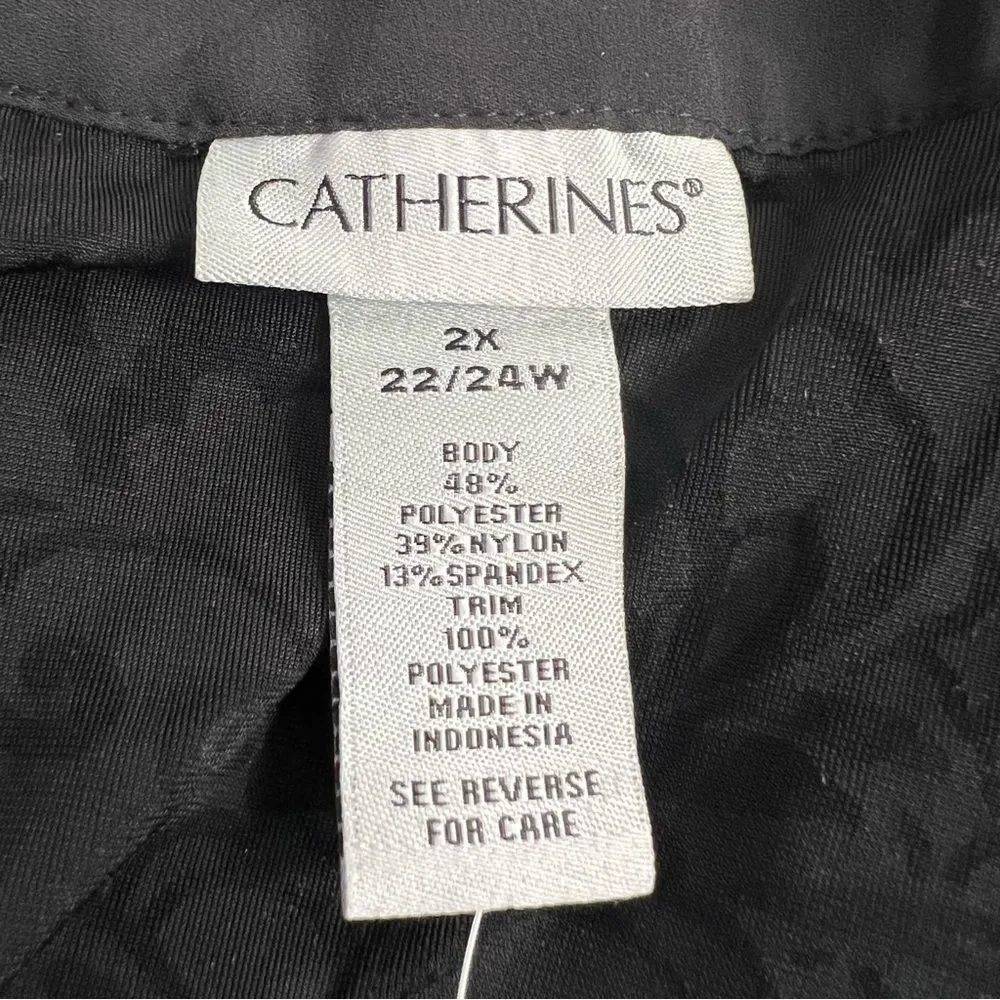 Catherines Black Velvet Robe Womens 2X 22/24 Open Front Kimono Sleeve $70 - Picture 5 of 6